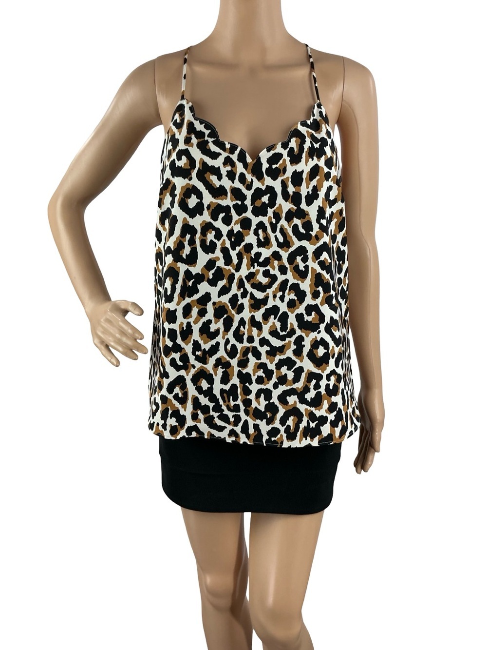 J.Crew Factory Leopard Scalloped Cami Going Out Top Tan Black Size 6
